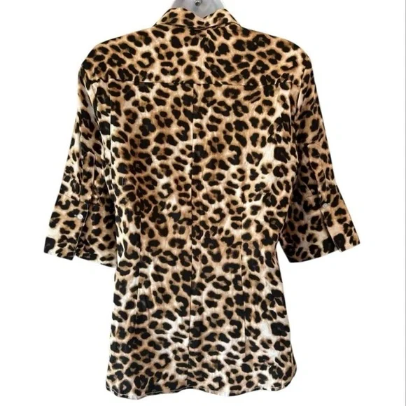 Rockabilly Shabby Chic Mobwife New York & Company Leopard Print Shirt - Picture 7 of 8